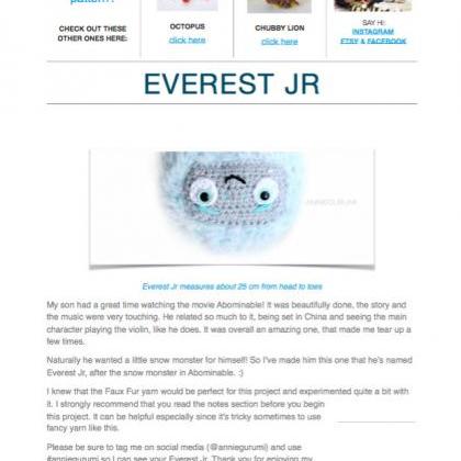 Crochet Pattern: Everest Jr Yeti AM..