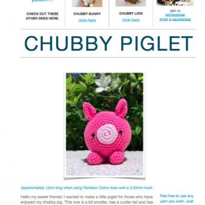 Pattern: Chubby Piglet (digital Pdf)