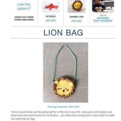 Pattern: Crochet Lion Bag (Digital ..