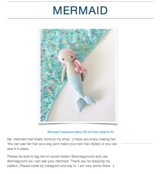 Pattern: Mermaid Amigurumi (Digital PDF File)