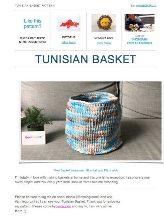 Pattern: Tunisian Crochet Basket (digital Pdf File)
