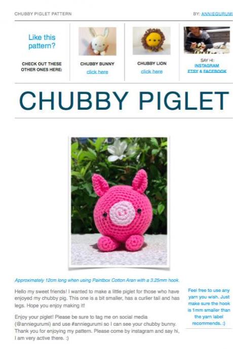 Pattern: Chubby Piglet (Digital PDF)